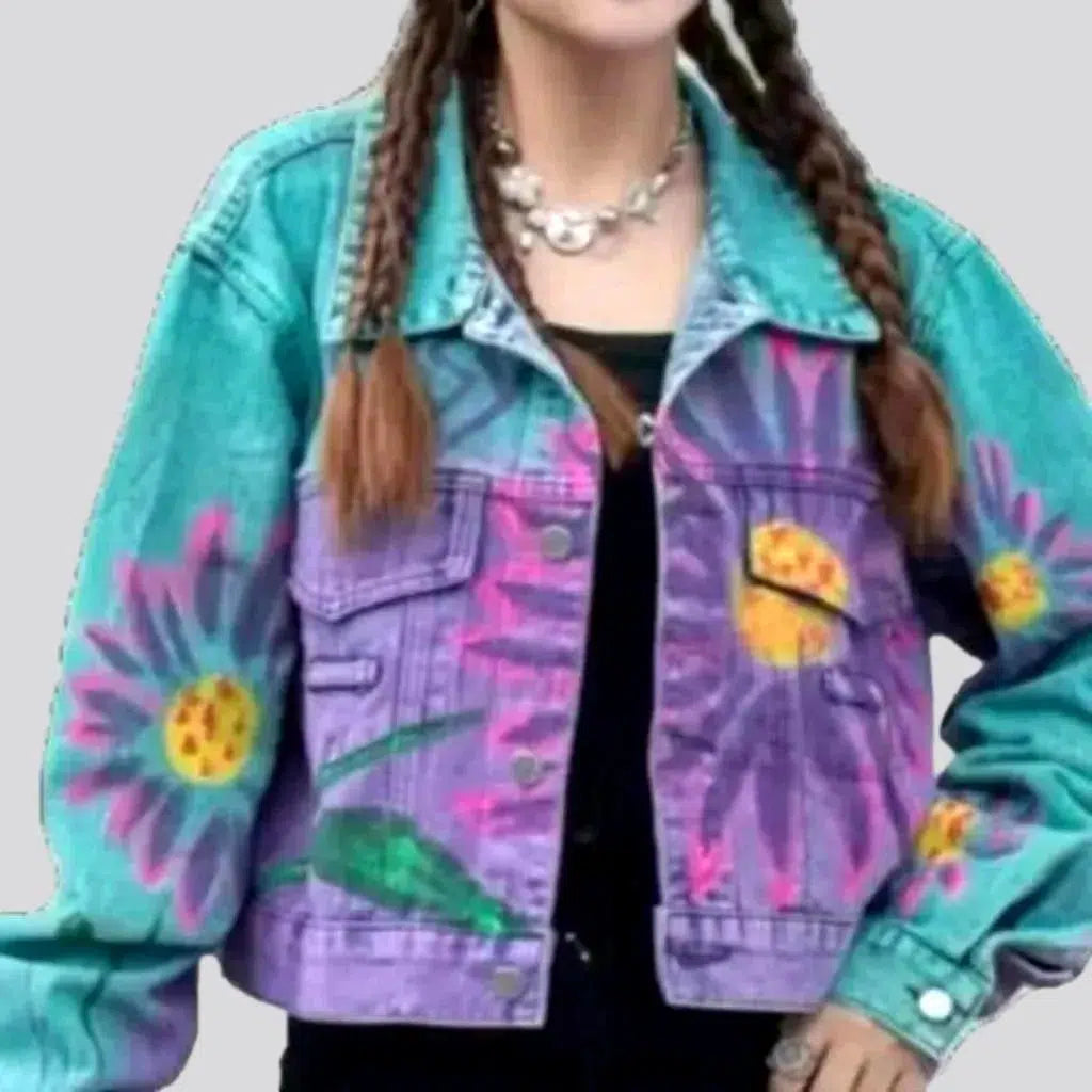 Women's Clothing Outfit Set Painted women's jean jacket