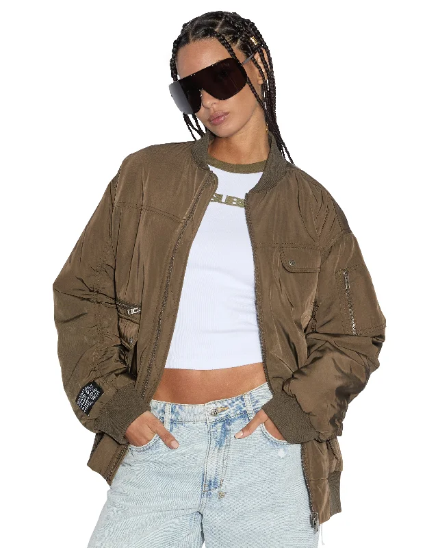 Women's Everyday Apparel SCORE BOMBER KHAKI/CEDAR