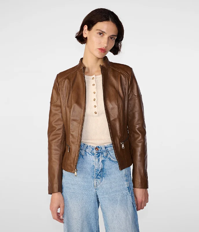 Women's Outerwear Apparel Caitlin Scuba Leather Jacket