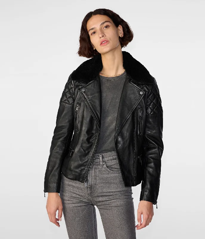 Flash Sales Today Rose Moto Jacket With Removeable Shearling Collar