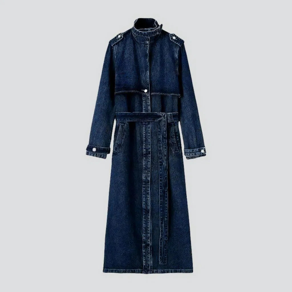 Women's Holiday Attire Medium-wash jean coat for ladies