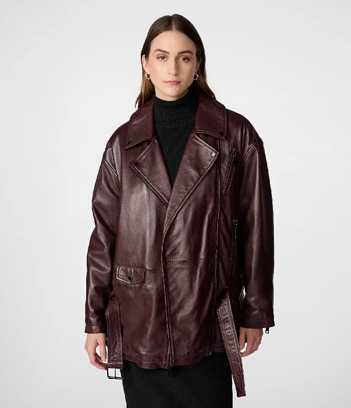 End of Season Sale Kim Oversized Leather Moto Jacket