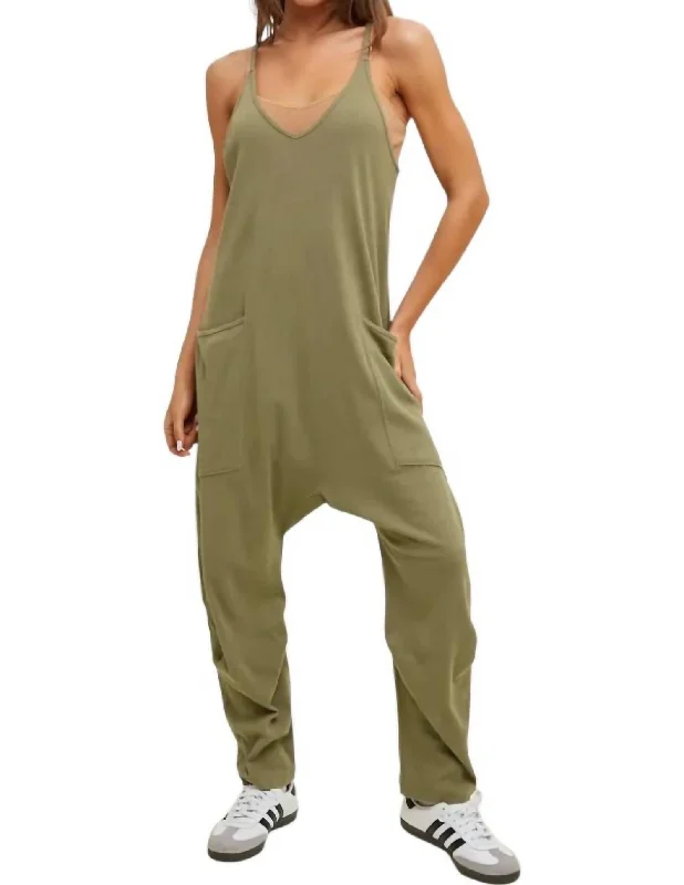 Women's Clothing For Work Krista Oversized Knit Jumpsuit In Olive