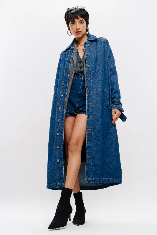 Trendy Women's Dresses Online Classic Denim Trench Coat
