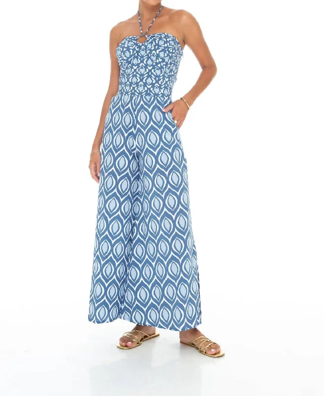 Outfits For Women Oval Pleat Jumpsuit In Indigo
