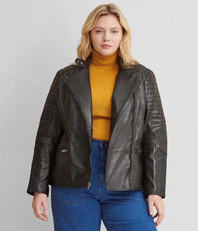 Women's Transitional Garments Plus Size Quilted Leather Jacket