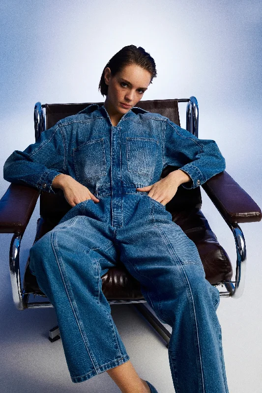 Clothing Sales Denim Cargo Jumpsuit