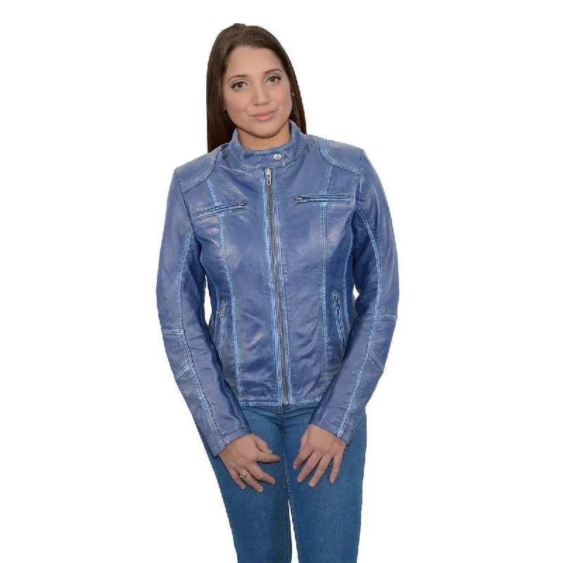Sale Clearance Milwaukee Leather SFL2830 Women's Royal Blue Scuba Style Sheepskin