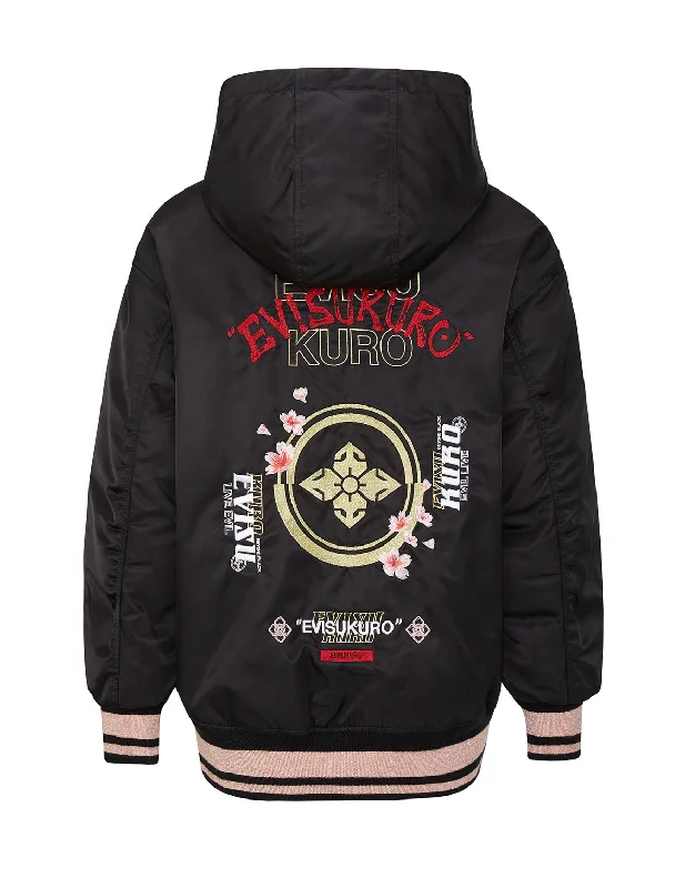 Women's Plus-Size Garments Floral and Kamon Embroidered Down Jacket