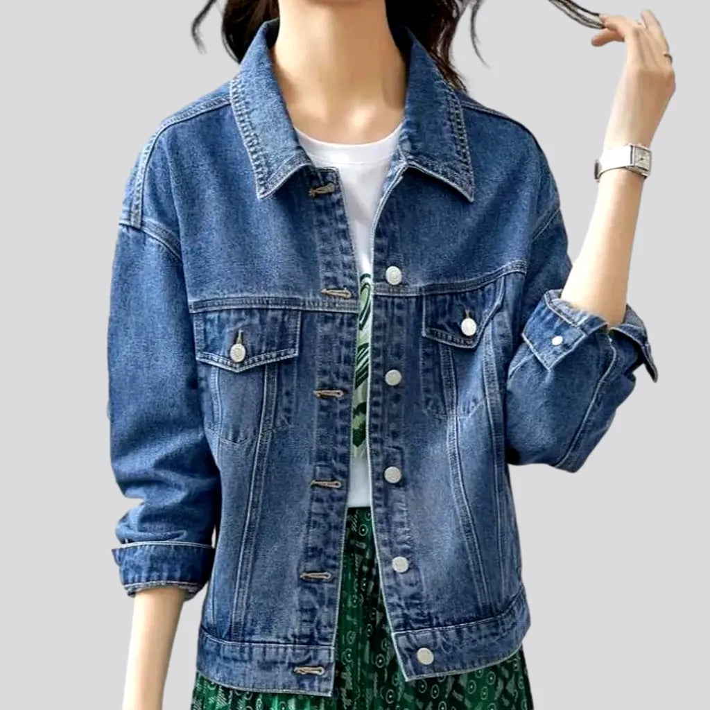 Comfortable Casual Wear 90s medium-wash women's jeans jacket