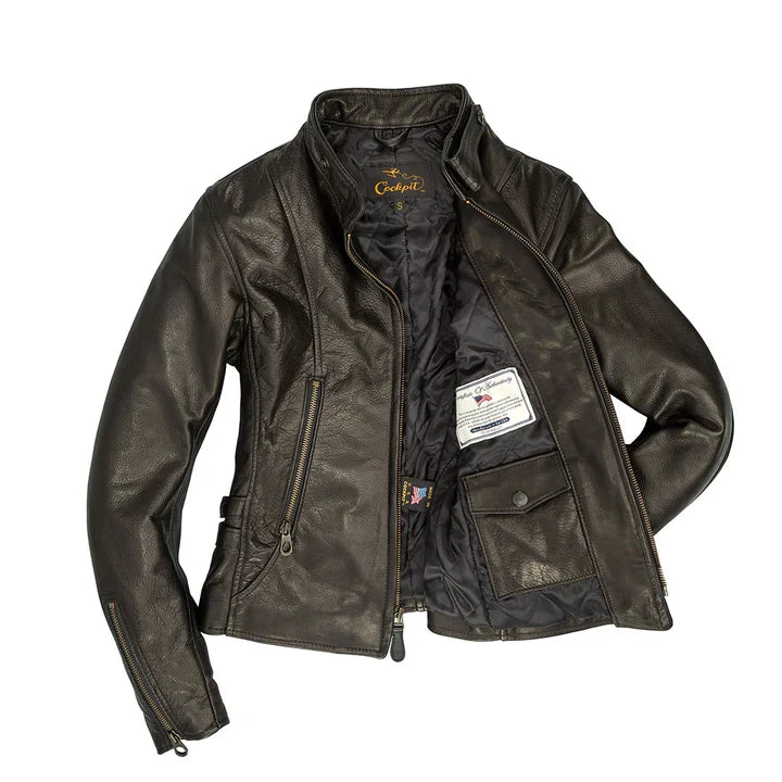 Fashionable Women's Outfit Cockpit USA Women's Cafe Racer Motocross Jacket W71X001