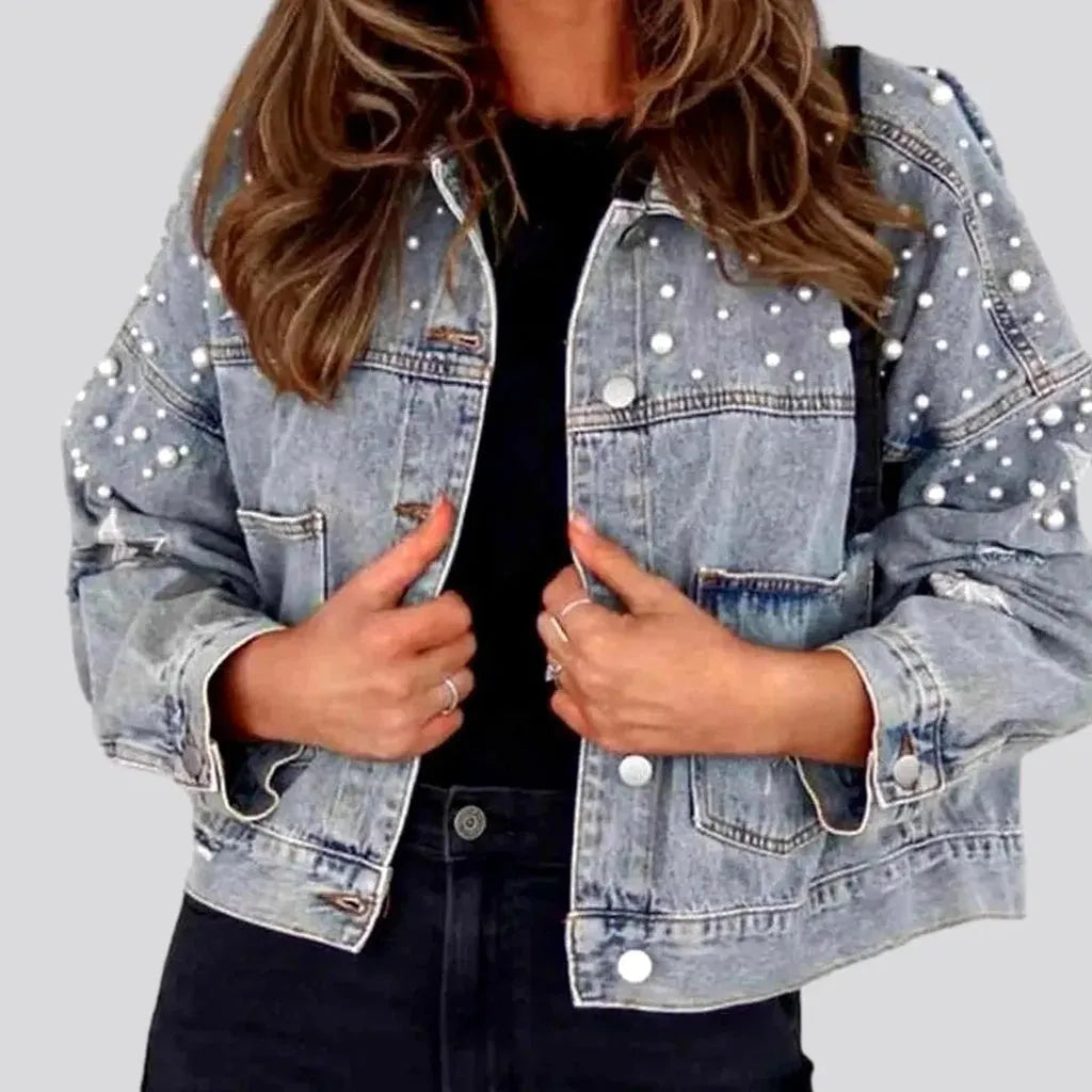 Women's Clothing For Everyday Wear Y2k pearl denim jacket
 for ladies