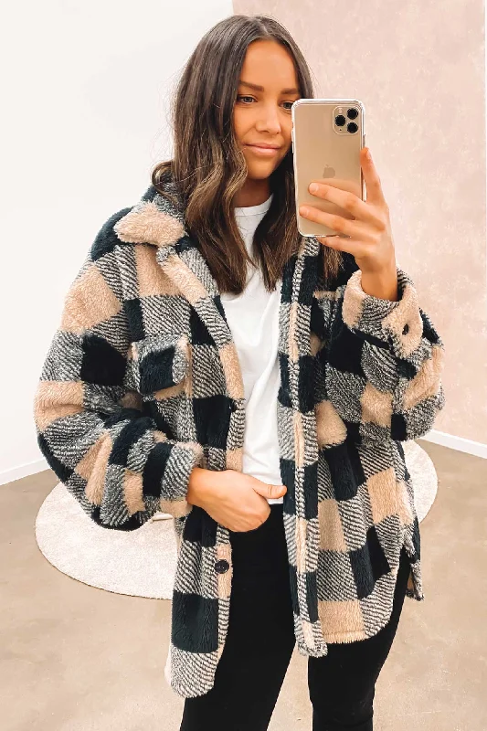 Women's Sporty Chic Clothes Fraser Cosy Shacket Mocha Check
