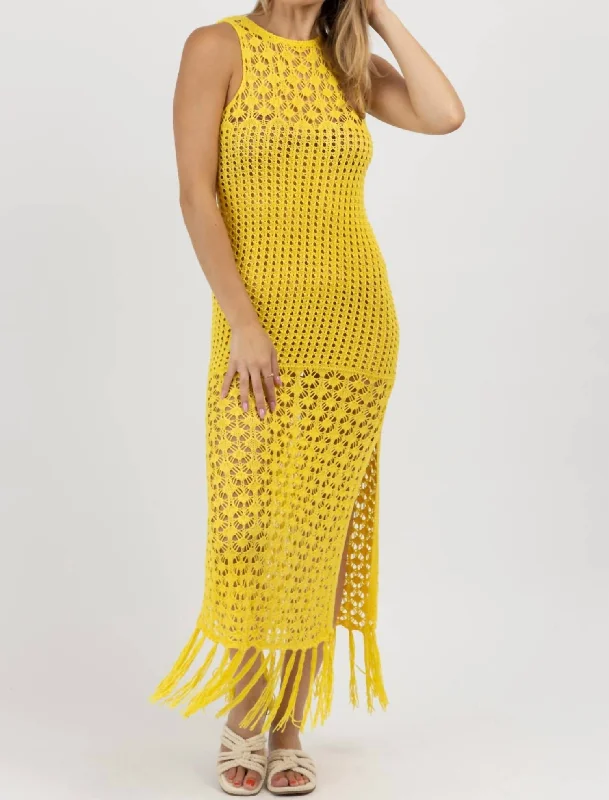 Clothing Online Crochet Fringe Maxi Coverup In Sunshine