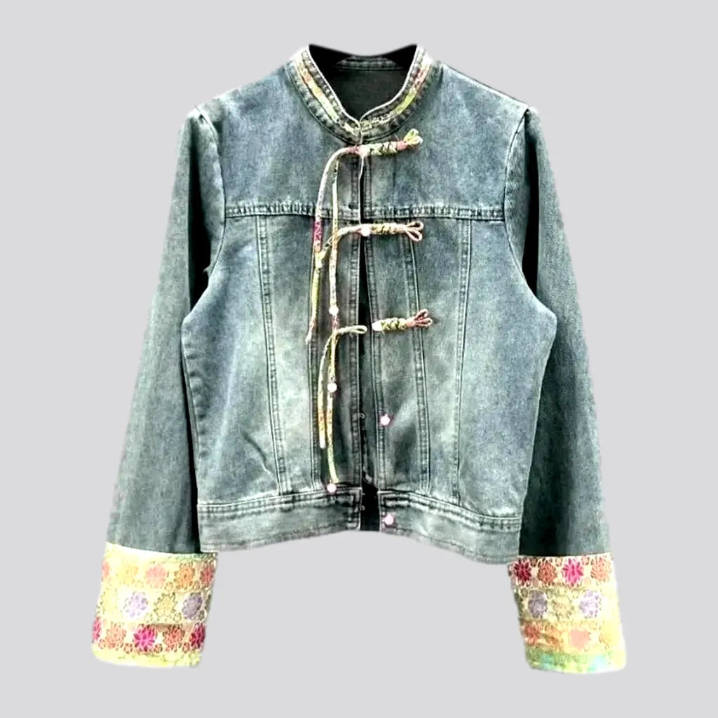 Women's Sports Apparel Ornament vintage denim jacket for ladies