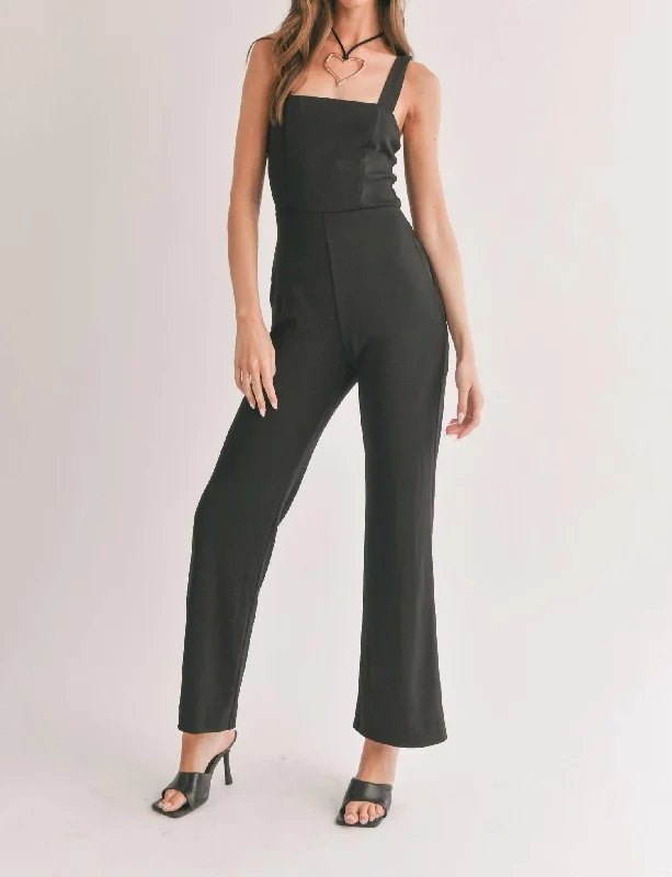 Women's Comfortable Lounge Garments Icon Jumpsuit In Black