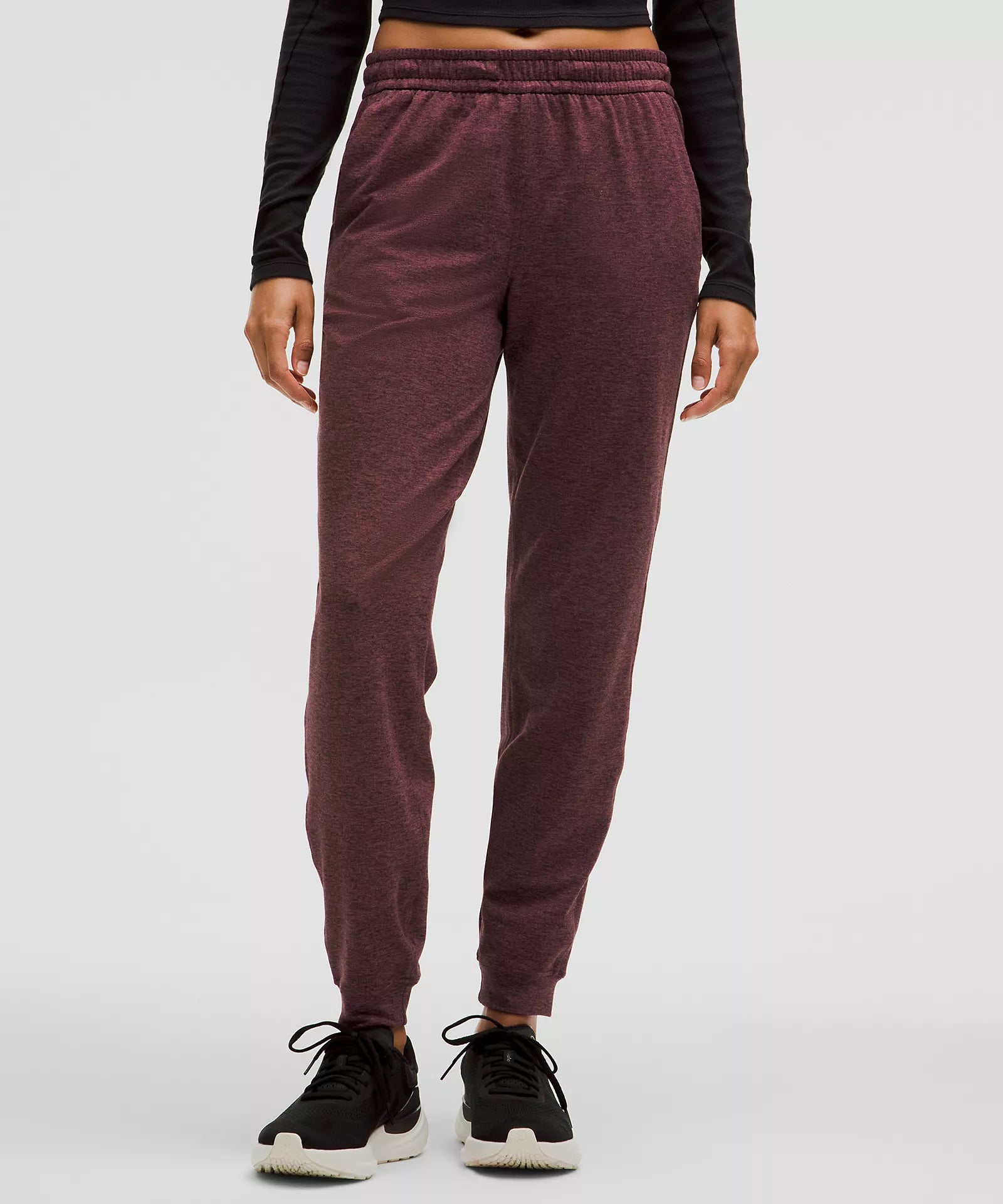 New Arrival Discount Soft Jersey Classic-Fit Mid-Rise Jogger 29" | Heathered Garnet/Heathered Red Merlot