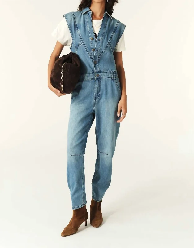 Classic Clothes For Women Figo Sleeveless Jumpsuit In Denim