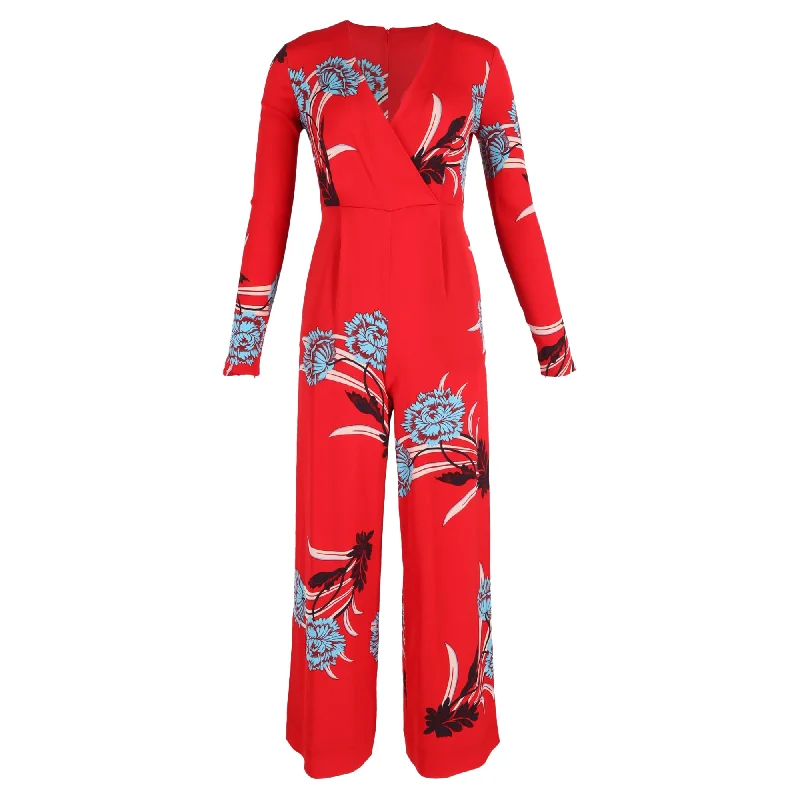 Best Online Boutiques For Women Diane Von Furstenberg Floral Print Jumpsuit in Red Viscose Best Online Boutiques For Women Diane Von Furstenberg Floral Print Jumpsuit in Red Viscose