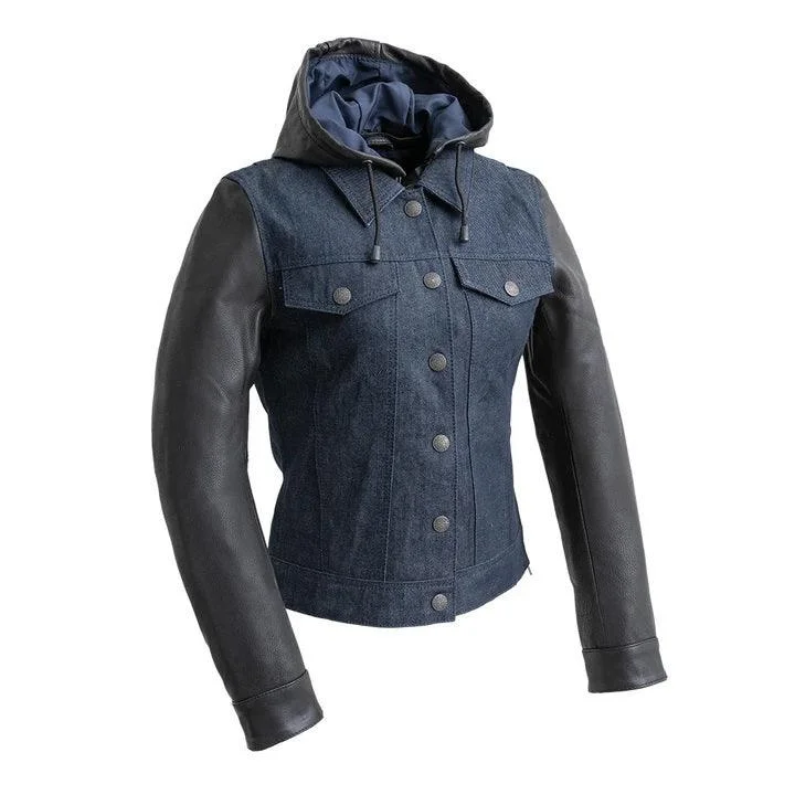 Women's Stylish Outdoor Outfit Holli - Motorcycle Denim/Leather Jacket