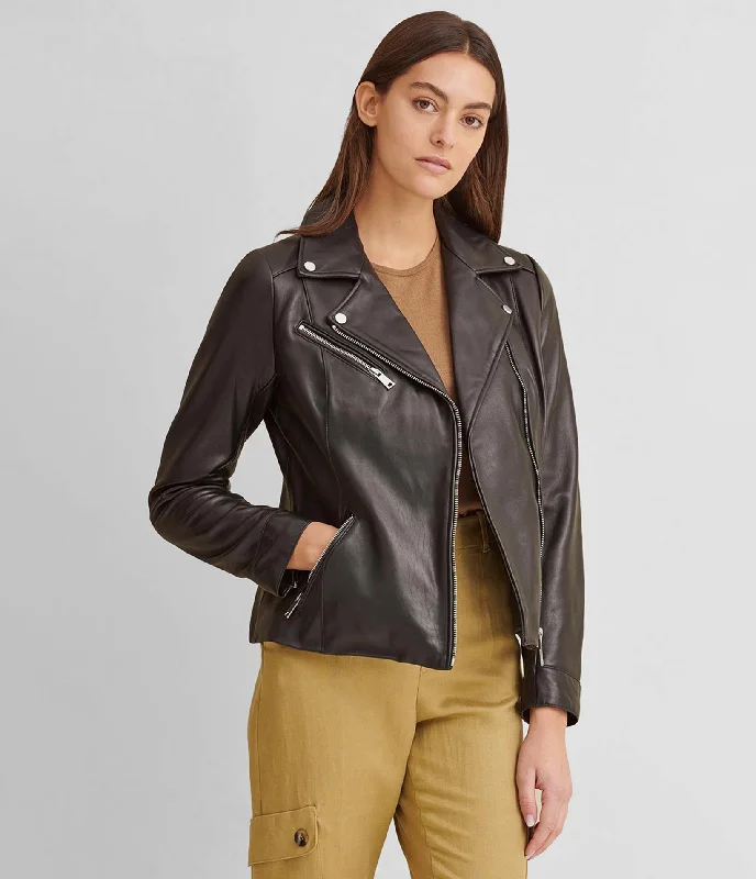 Affordable Women's Fashion Leather Jacket With Metallic Details