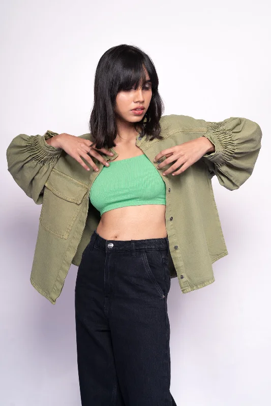 Chic Women's Clothing Online Olive Pleated Shacket