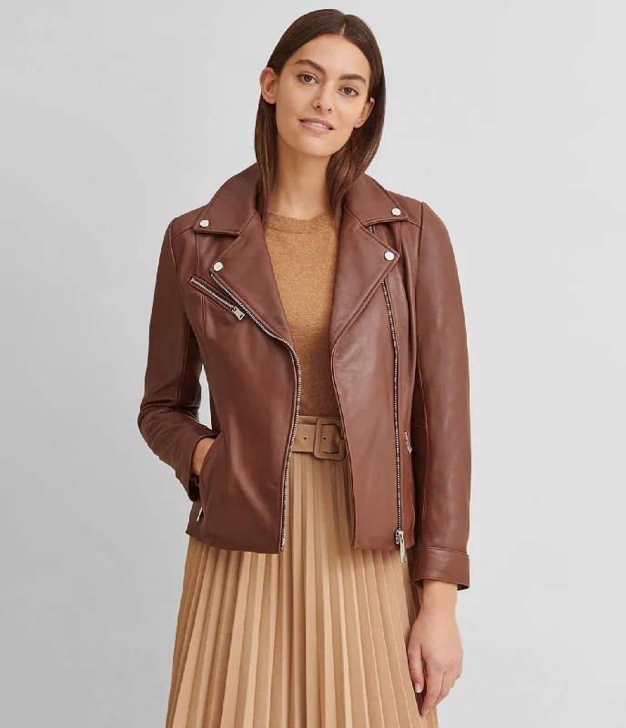 Plus Size Women's Fashion Leather Jacket With Metallic Details