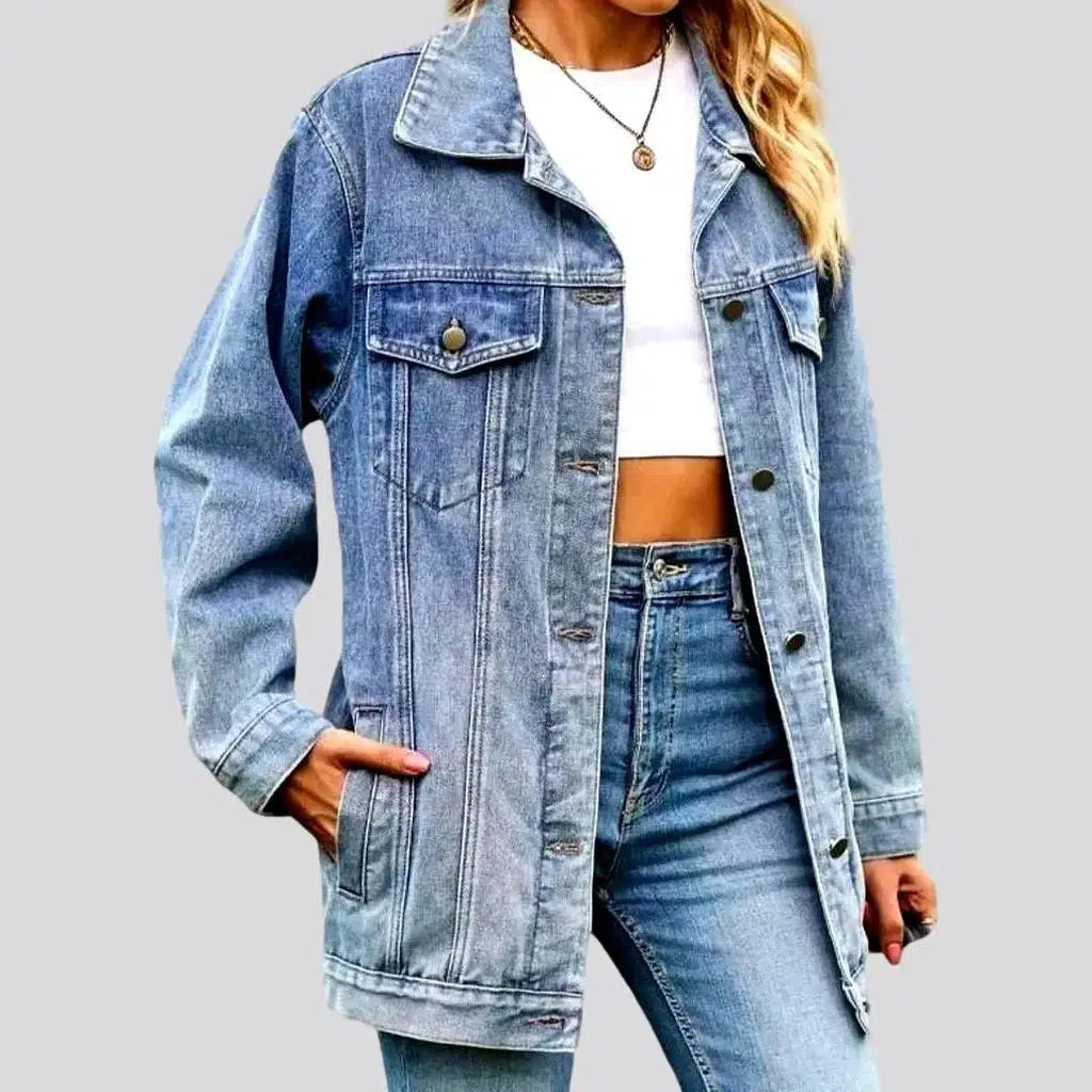Relaxed Fit Women's Fashion Vintage stonewashed denim jacket for women
