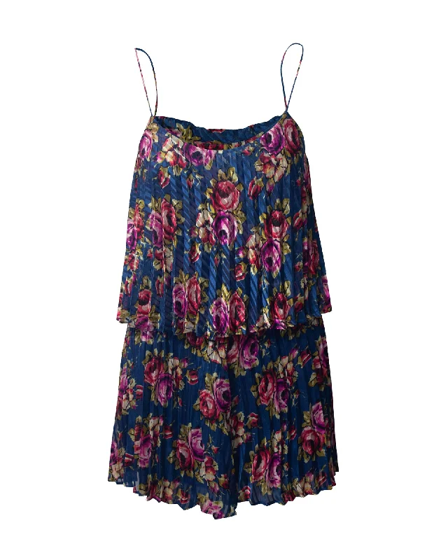 Women's Seasonal Wardrobe Clothing Zimmermann Pleated Playsuit in Floral Print Polyester