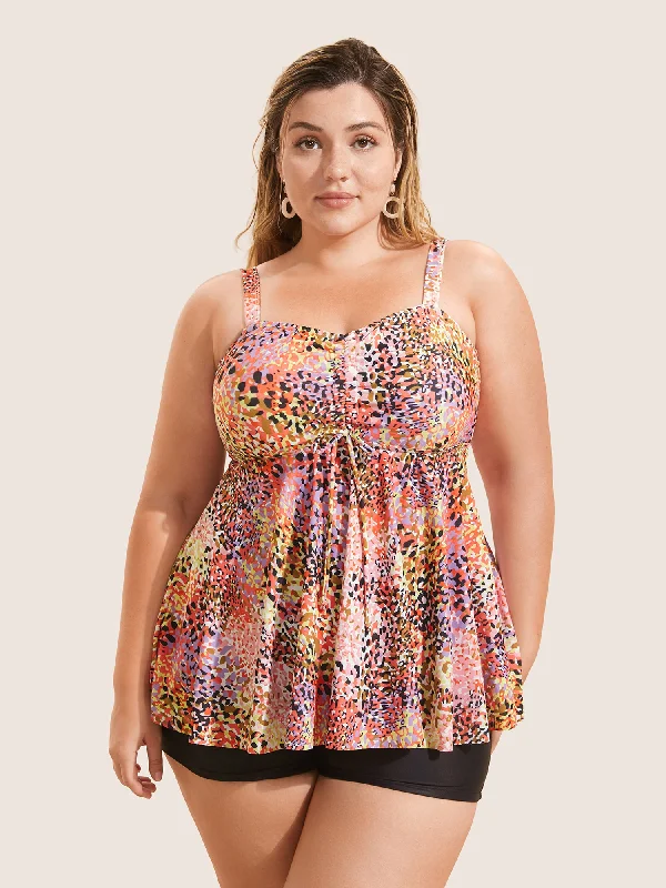 Women's Activewear Outfit Leopard Print Knotted Front Swim Top