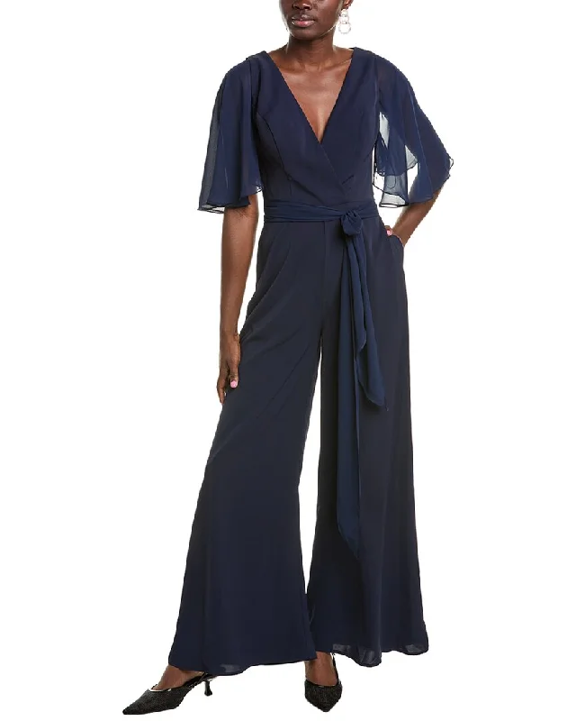 Women's Effortless Casual Outfit Rene Ruiz V-Neck Flutter Sleeve Jumpsuit