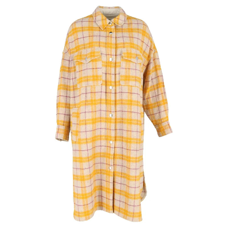 Women's Professional Outfit Isabel Marant Fontia Checked Buttoned Coat in Yellow Wool Women's Professional Outfit Isabel Marant Fontia Checked Buttoned Coat in Yellow Wool