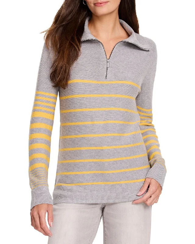 Trendy And Individual Women's Fashion NIC+ZOE Easy Stripe Half Zip Sweater