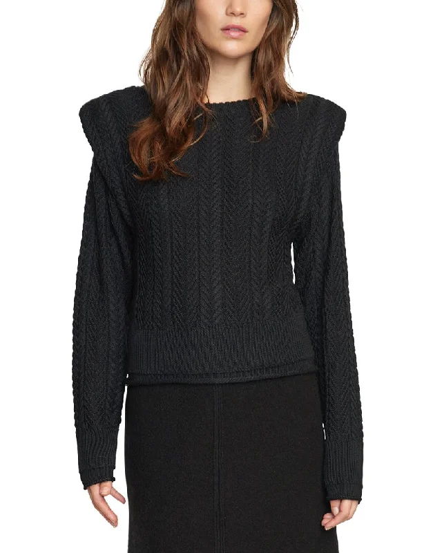 Chic Styles Modern Citizen Ziren Cuffed Shoulder Cable Wool-Blend Sweater