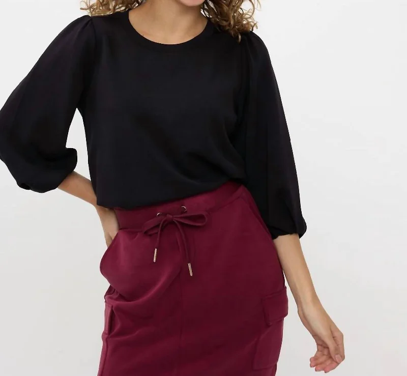 Athleisure Wear Special Offer Women's Twisted Sleeve Modal Sweater In Black
