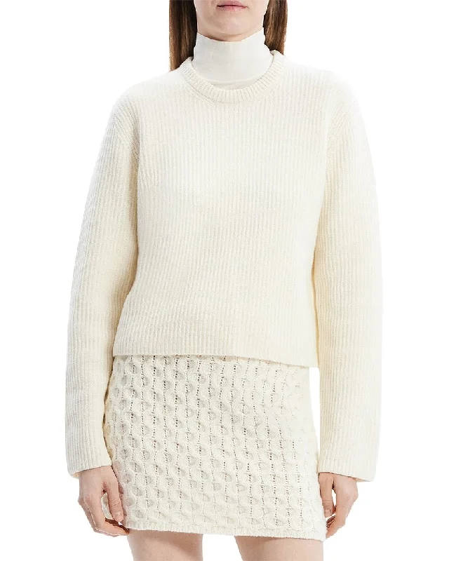 Explore What's New Theory Boxy Wool & Cashmere-Blend Sweater