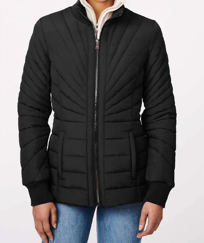 Women's Party Clothes Sleek Rays Puffer Jacket In Black