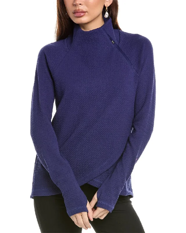 Must-Have Styles IBKUL Popcorn Stitch Asymmetrical Zip Pullover