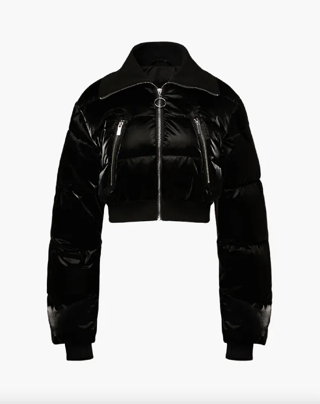 Casual and Comfortable Outfits Cropped Puffer Jacket In Black