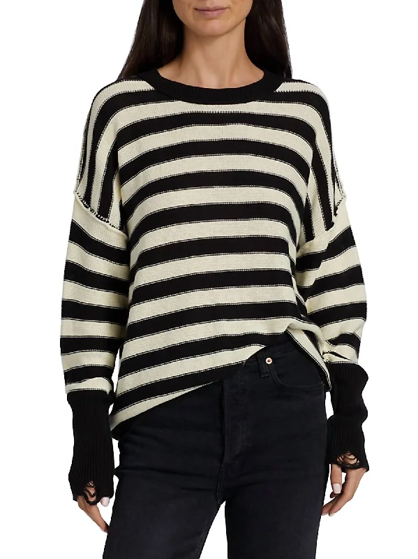 Limited Time Offer Anabelle Sweater In Black Cream Stripe