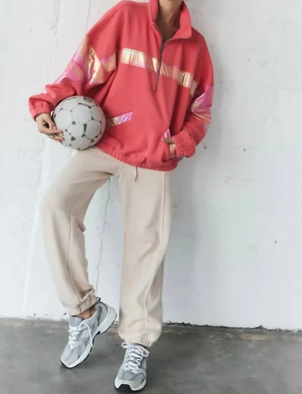 Women's Clothing For Everyday Wear Away We Go Half Zip Jacket In Hibiscus