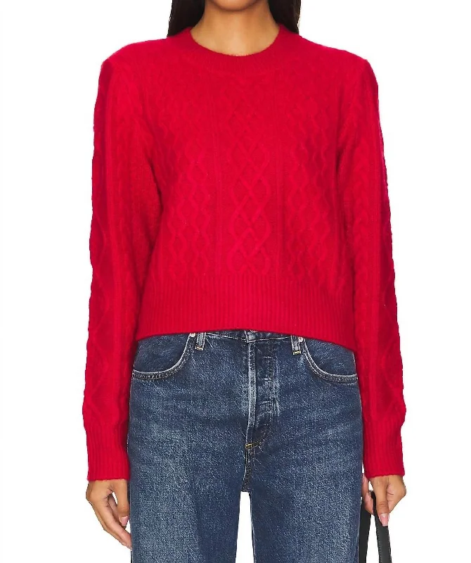 Chic Style, Always In Vogue The Cable Pullover Sweater In Haute Rouge