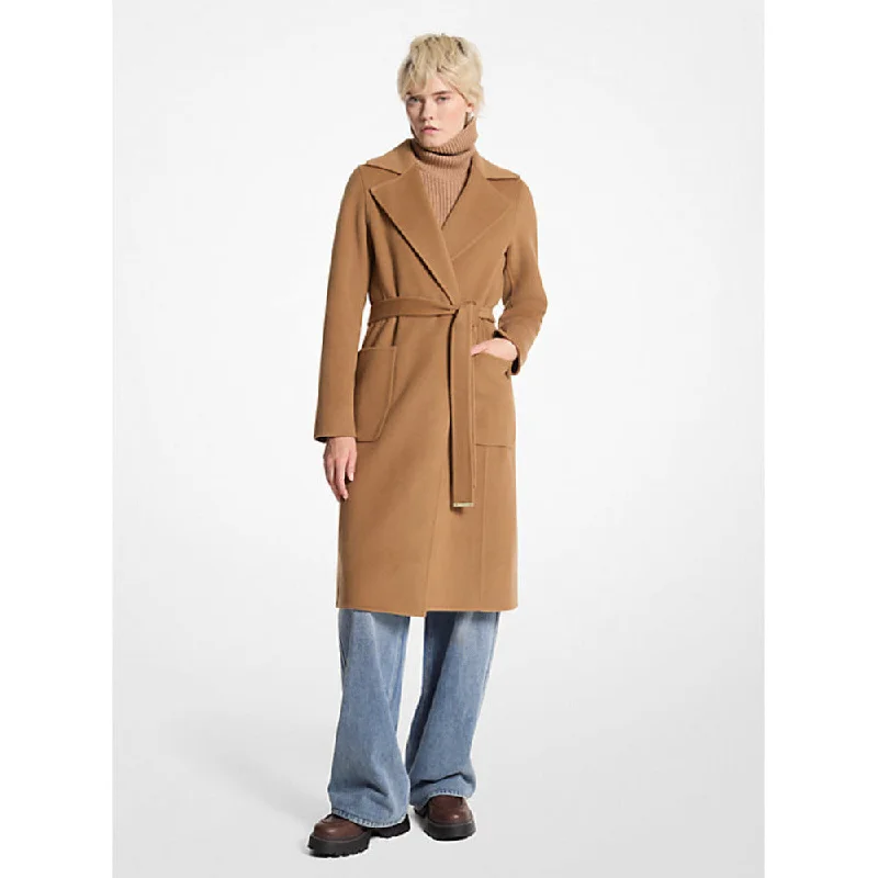 Women's Clothing For Everyday Wear Michael Michael Kors Women's Belted Wool Coat, Dark Camel