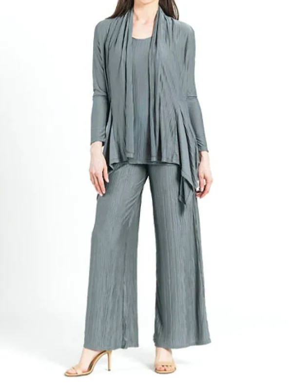 Style Without Limits Soft Pleat Knit - Cardigan & Tank Twinset In Olive