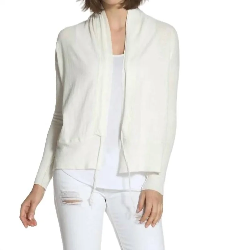 Embrace New Fashion String Tie Cardigan In White