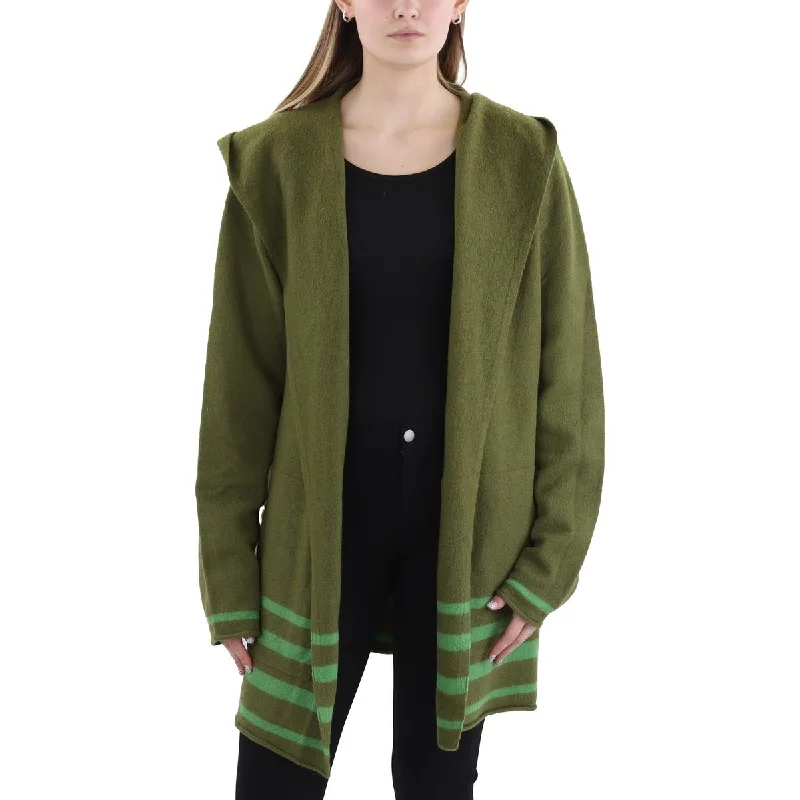 Break Fashion Norms Heartfelt Womens Striped Knit Hooded Sweater