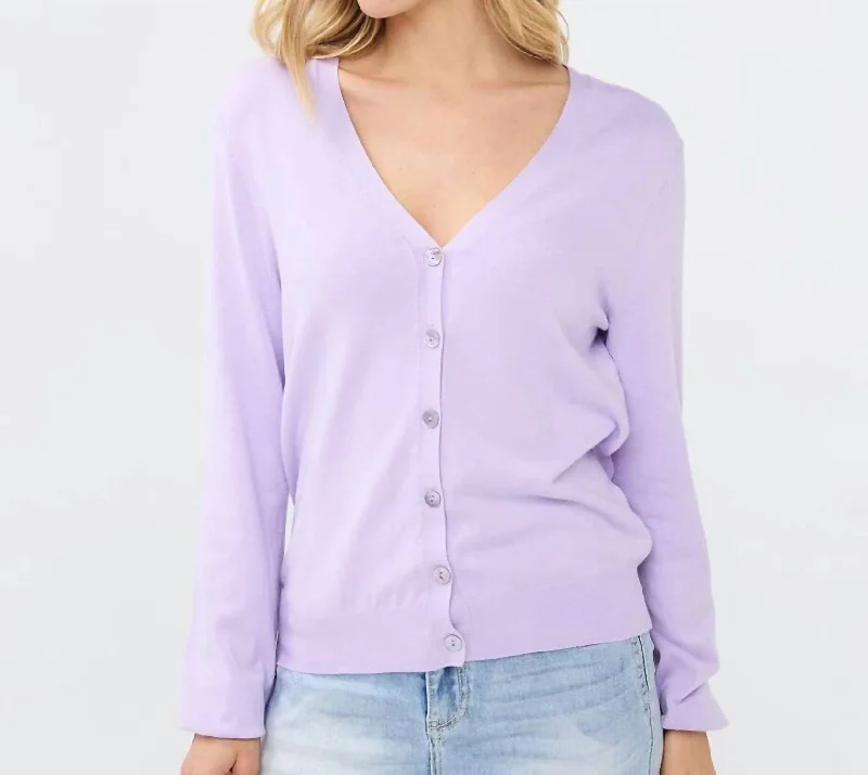 Style Upgrade V-Neck Cardigan In Lilac