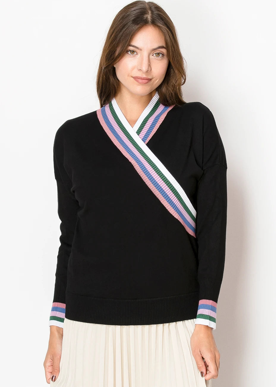 Elegant Clothing Stripe Accent Sweater