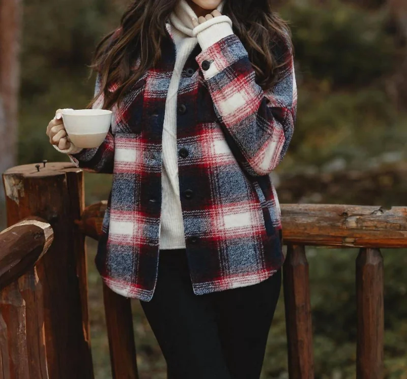 Women Clothes Logan Ski Lodge Jacket In Red Plaid