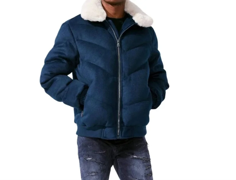 Women's Comfortable Lounge Attire Everest Wool Bubble Jacket In Navy